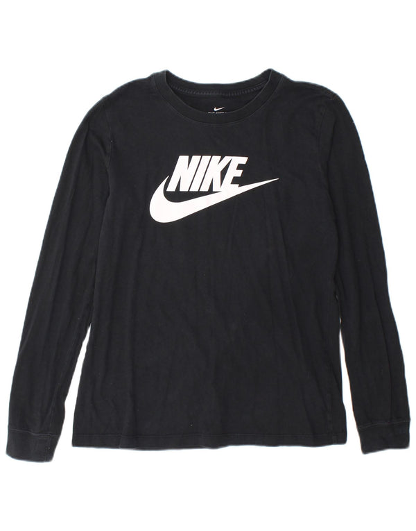 Γυναικείο τοπ Nike με γραφικό μακρυμάνικο UK 10 Small μαύρο βαμβακερό