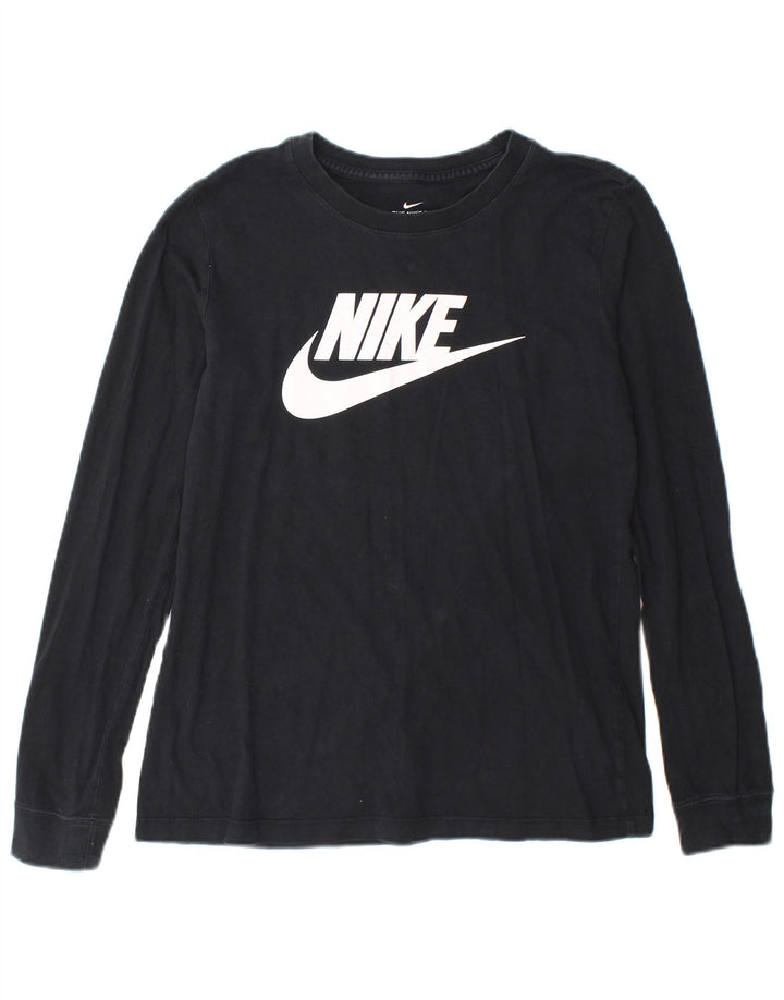 Γυναικείο τοπ Nike με γραφικό μακρυμάνικο UK 10 Small μαύρο βαμβακερό