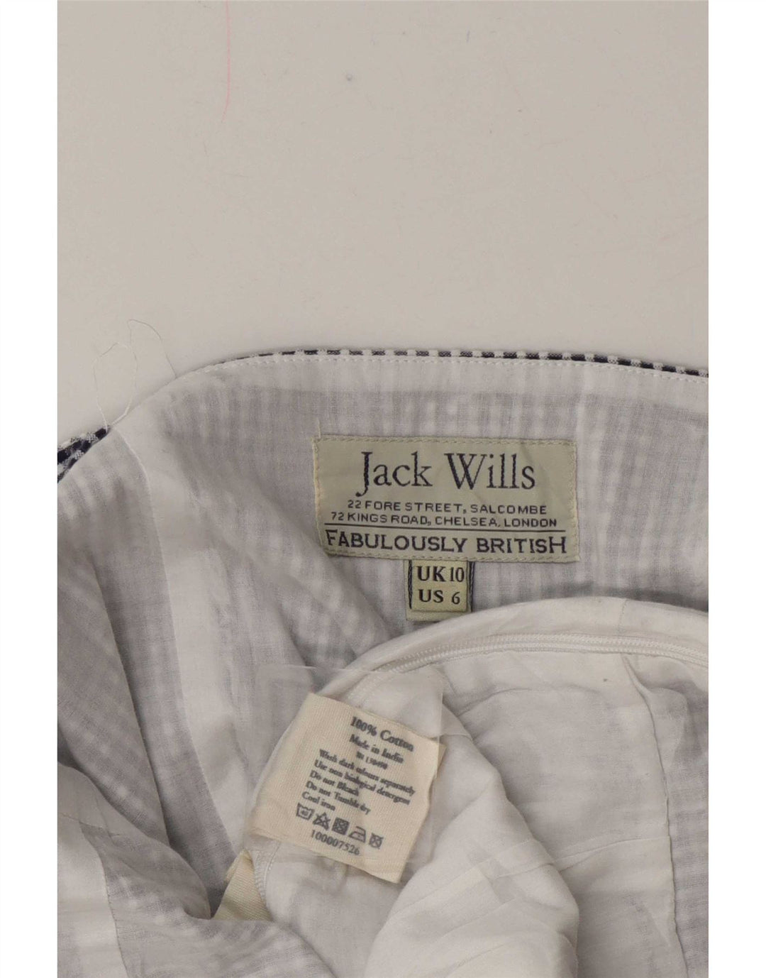 Jack Wills γυναικεία αμάνικη κανονική φόρμα UK 10 Small Blue Check Cotton