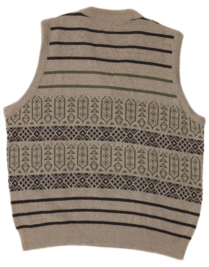 Vintage ανδρικό γιλέκο Tank Top Μεγάλο γκρι γεωμετρικό βαμβάκι