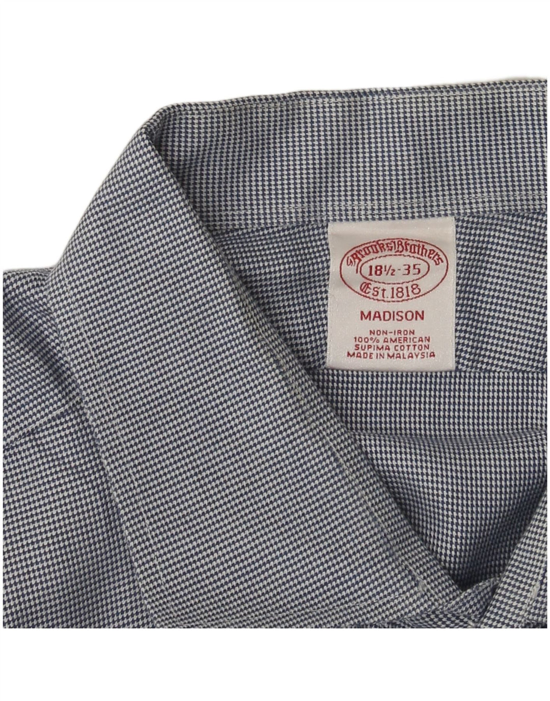 BROOKS BROTHERS Ανδρικό πουκάμισο Madison Μέγεθος 18 1/2 2XL Μπλε Houndstooth Βαμβακερό