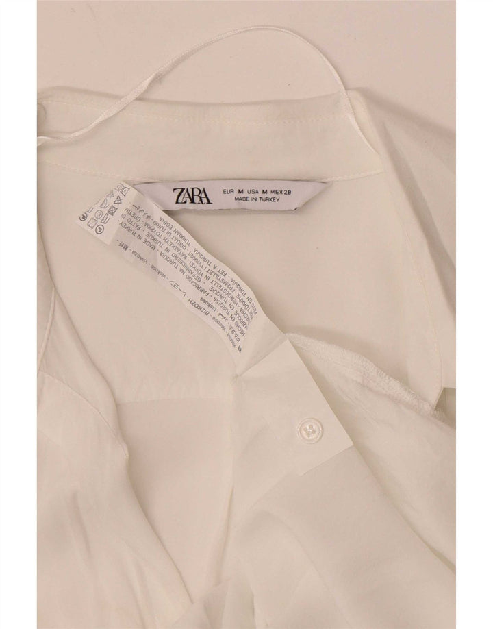 Zara γυναικείο πουκάμισο μπλούζα UK 12 μεσαία λευκή βισκόζη