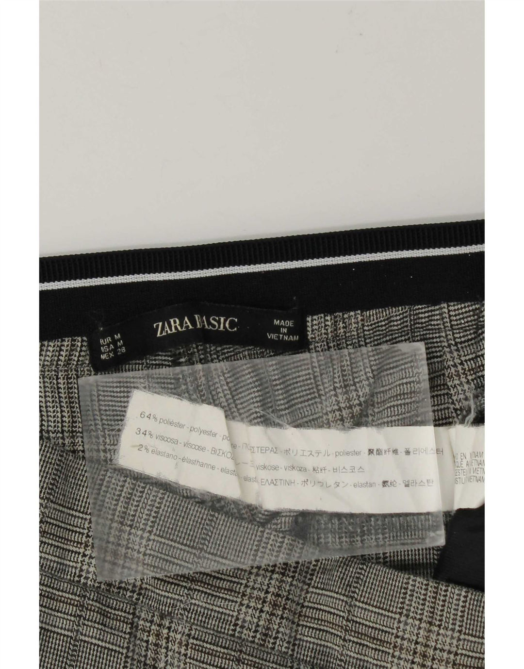 Γυναικείο ίσιο παντελόνι Zara μεσαίο W28 L27 Γκρι Check Polyester