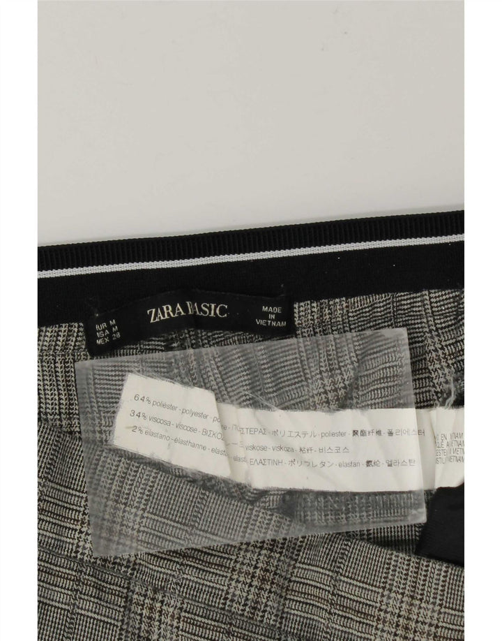 Γυναικείο ίσιο παντελόνι Zara μεσαίο W28 L27 Γκρι Check Polyester