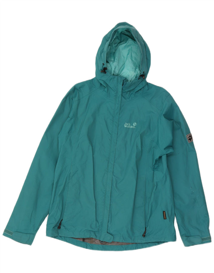 Jack Wolfskin γυναικείο μπουφάν βροχής με κουκούλα UK 18 XL τιρκουάζ πολυαμίδιο