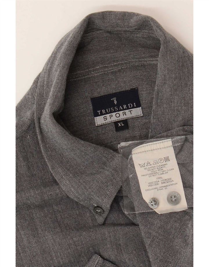 Ανδρικό πουκάμισο Trussardi XL γκρι βισκόζη