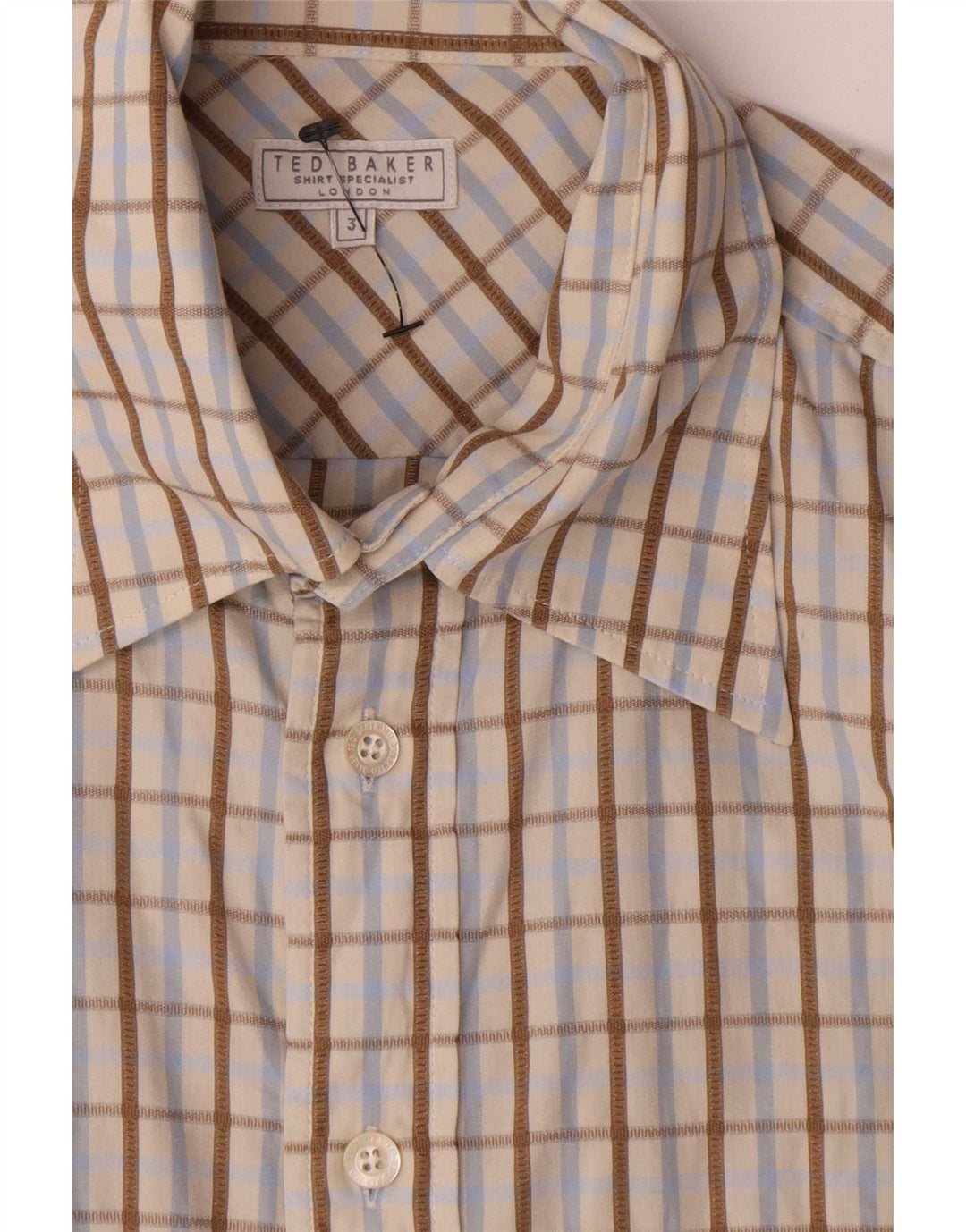 Ανδρικό πουκάμισο Ted Baker Μέγεθος 3 Μεσαίο μπεζ βαμβακερό τσεκ