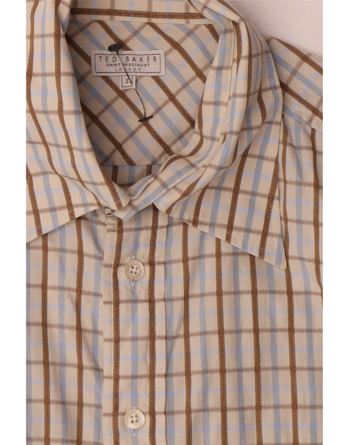 Ανδρικό πουκάμισο Ted Baker Μέγεθος 3 Μεσαίο μπεζ βαμβακερό τσεκ