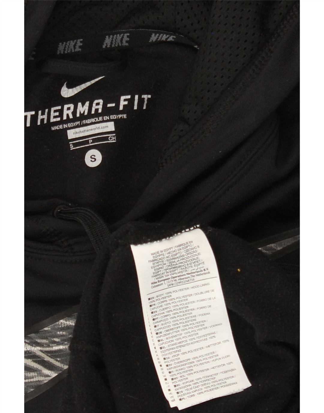 NIKE Ανδρικό γραφικό μπλουζάκι με κουκούλα Therma-Fit Μικρός μαύρος πολυεστέρας