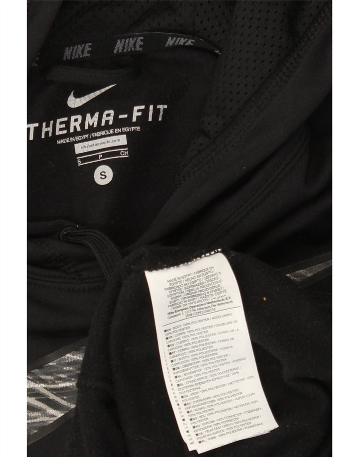 NIKE Ανδρικό γραφικό μπλουζάκι με κουκούλα Therma-Fit Μικρός μαύρος πολυεστέρας