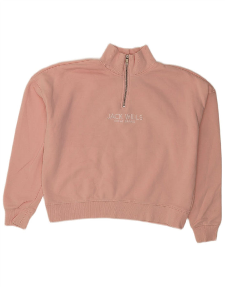 Jack Wills Γυναικείο Γραφικό Φούτερ Jumper UK 10 Small Pink