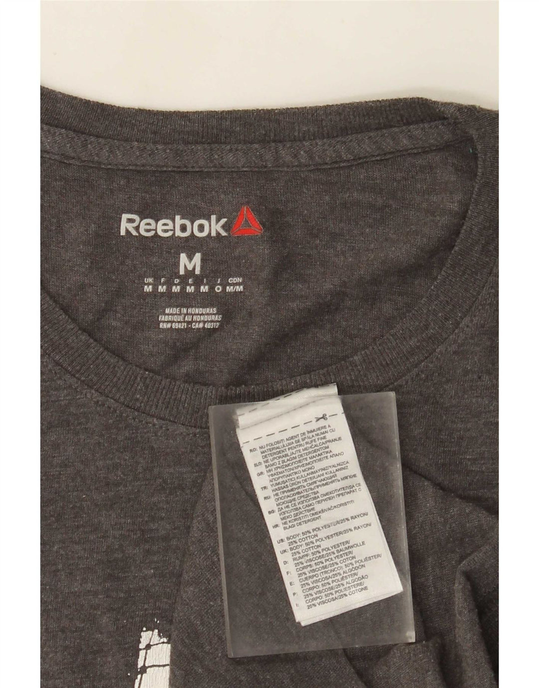 Ανδρικό γραφικό T-Shirt Reebok Top Medium Grey Polyester