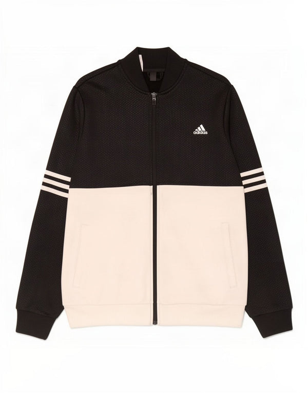 Adidas Boys Tracksuit Top Jacket 13-14 Years Black Colourblock Polyester
