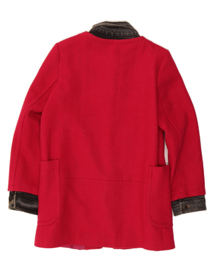 VINTAGE Womens Overcoat EU 38 Medium Red Colourblock Wool Vintage Vintage and Second-Hand Vintage from Messina Hembry 