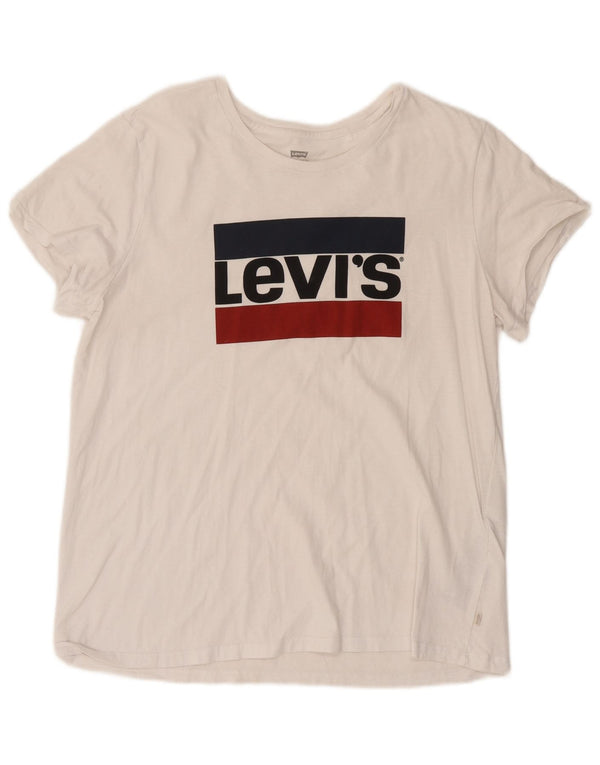 Γυναικείο γραφικό T-Shirt Levi's Top UK 18 XL Λευκό βαμβακερό