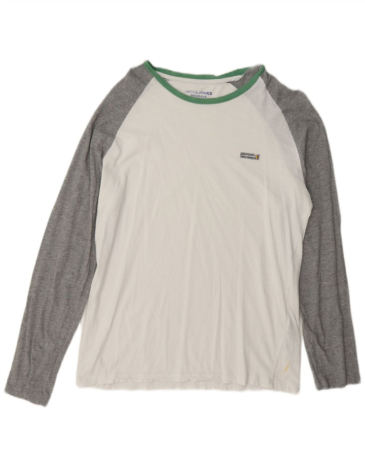 Jack & Jones Ανδρικό μπλουζάκι με κανονική εφαρμογή, μακρυμάνικο μεγάλο λευκό χρώμα