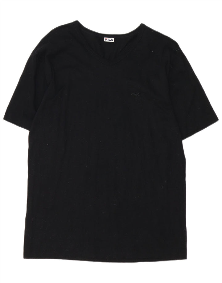 FILA Γυναικείο T-Shirt Top UK 14 Μεσαίο μαύρο βαμβακερό