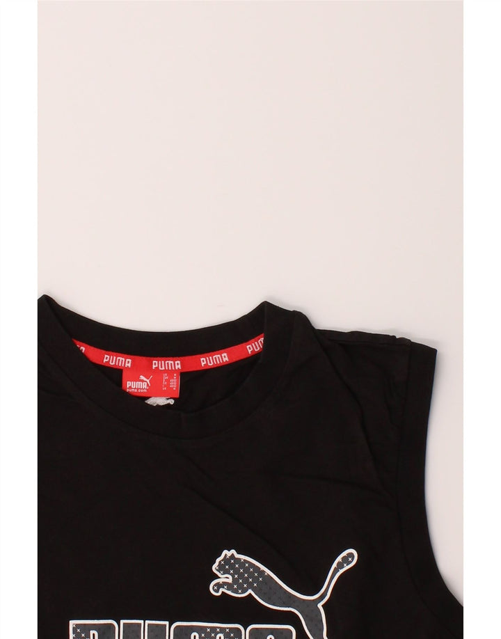 PUMA Womens Graphic Vest Top UK 14 Medium Black Cotton Vintage Puma and Second-Hand Puma from Messina Hembry 