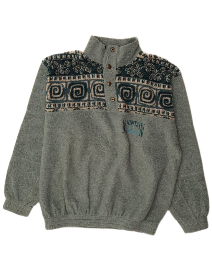 Gymnasium Ανδρικό κουμπιά λαιμό Fleece Jumper Μεσαίο πράσινο γεωμετρικό πολυεστέρα