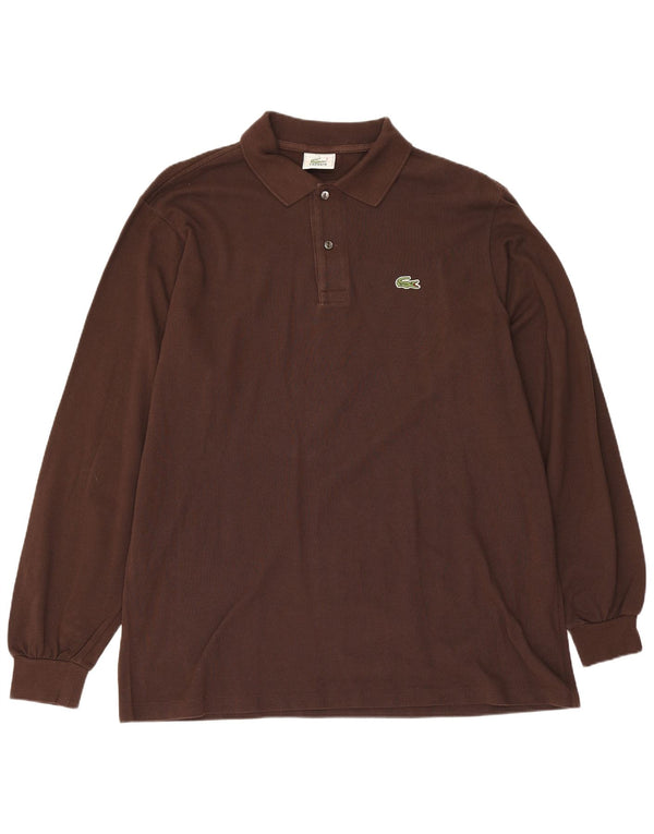 Lacoste Mens Long Sleeve Polo Shirt Size 5 Large Brown Cotton