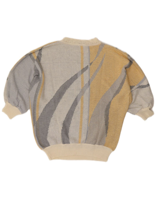 Vintage Womens Boat Neck Jumper Sweater EU 42 Large Off White Striped