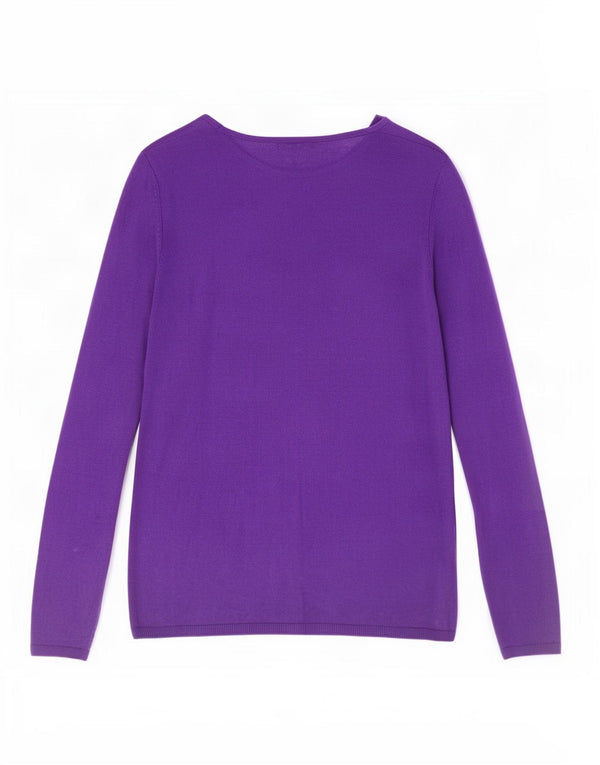 Γυναικείο Jigsaw Boat Neck Jumper UK 12 Medium Purple Silk