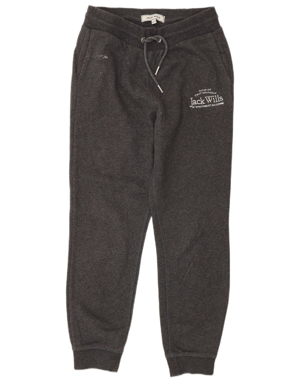 Jack Wills Γυναικεία αθλητική φόρμα γραφικών παντελόνι Joggers UK 10 Small Grey