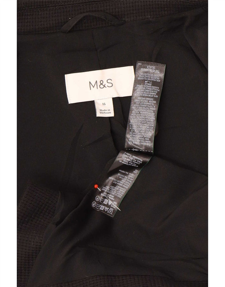 Marks & Spencer Γυναικείο μπλέιζερ 1 κουμπιού μπουφάν UK 16 μεγάλο μαύρο βαμβακερό