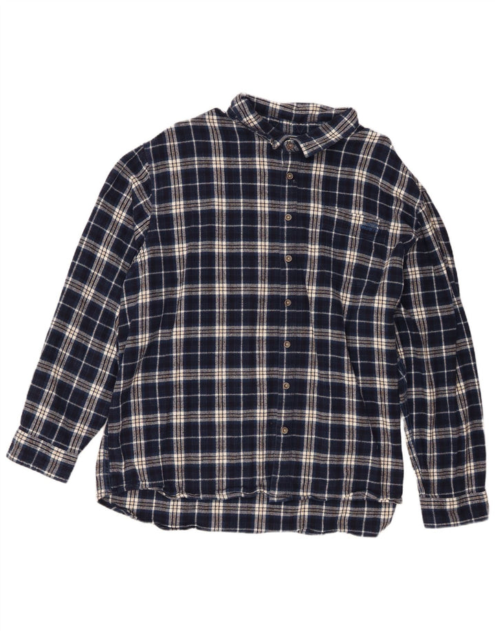 Ανδρικό φανελένιο πουκάμισο Weird Fish 4XL Navy Blue Check Cotton