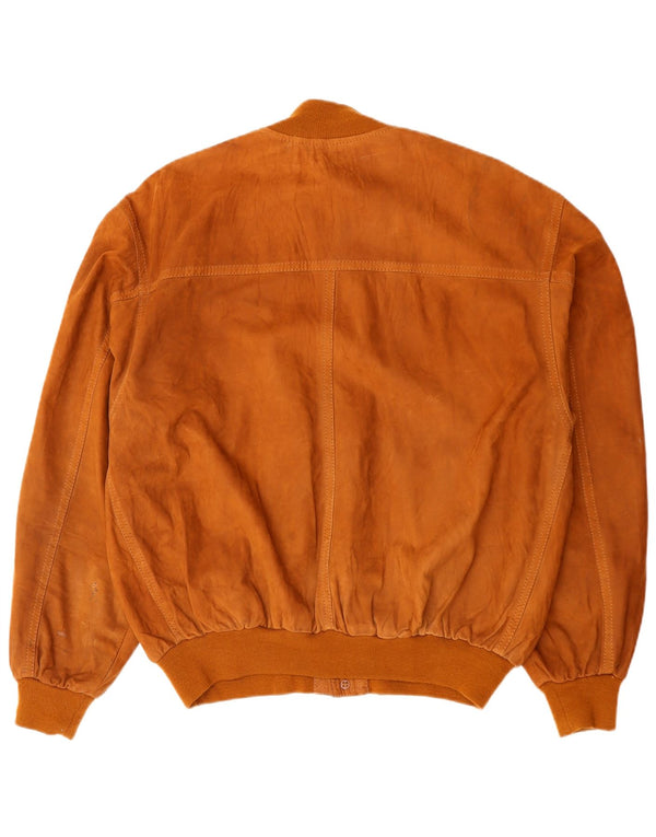 Vintage Ανδρικό Suede Bomber Jacket IT 54 2XL Καφέ Δερμάτινο