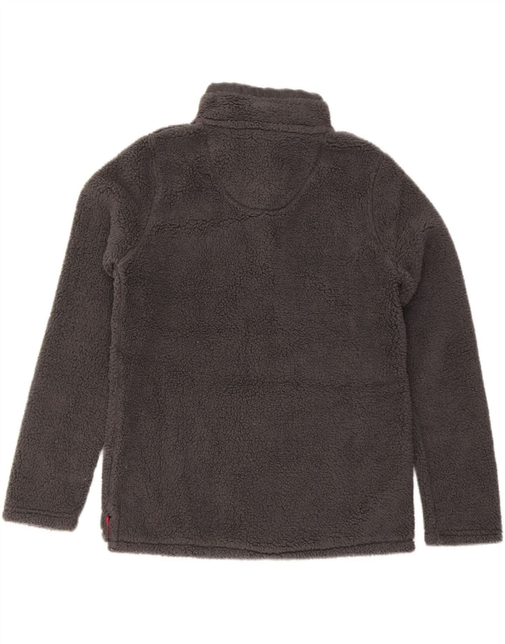 CREW CLOTHING Womens Button Neck Fleece Jumper UK 16 Large Grey Polyester Vintage Crew Clothing and Second-Hand Crew Clothing from Messina Hembry 