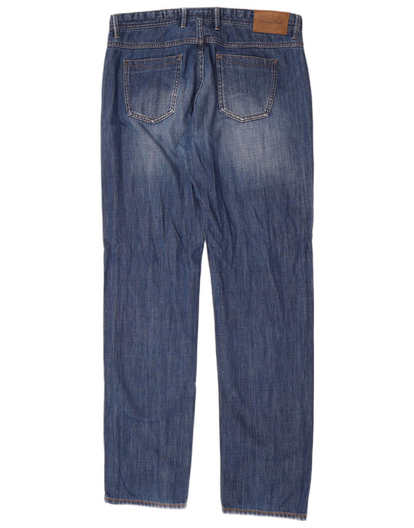 Massimo Dutti Mens Casual Fit Straight Jeans EU 44 Large W34 L34 Blue