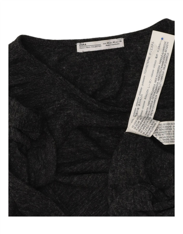 Zara Γυναικείο T-Shirt Top UK 12 Medium Grey Flecked Polyester