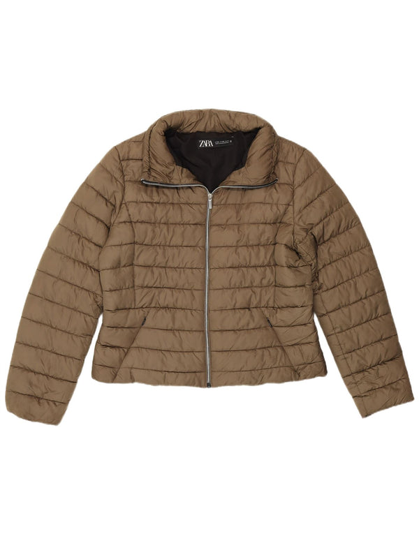 Zara Γυναικείο μπουφάν με επένδυση UK 20 2XL Khaki Polyester