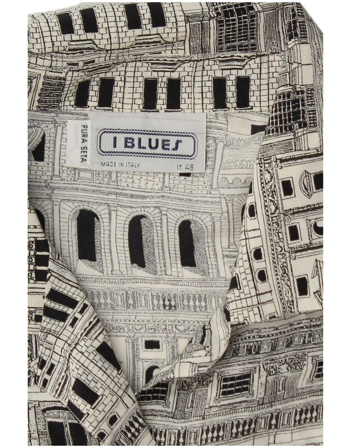 I BLUES Γυναικείο πουκάμισο γραφικό Μπλούζα IT 46 Μεγάλο Μαύρο Μεταξωτό