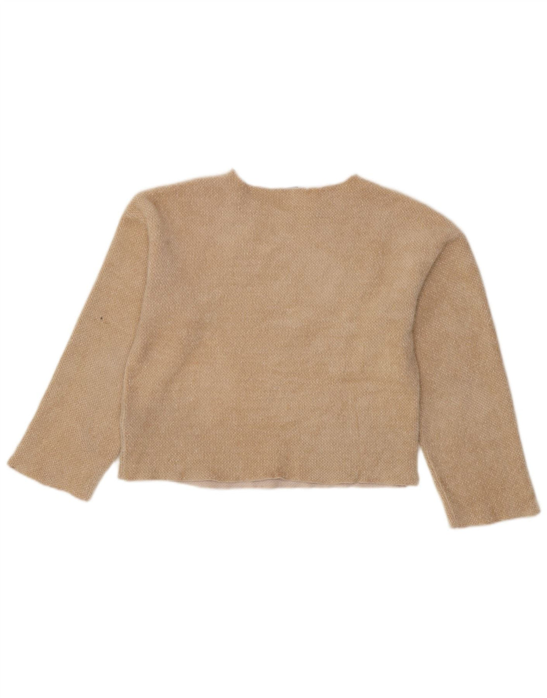 Zara Γυναικείο Crop Top Μακρυμάνικο UK 10 Small Beige Polyester