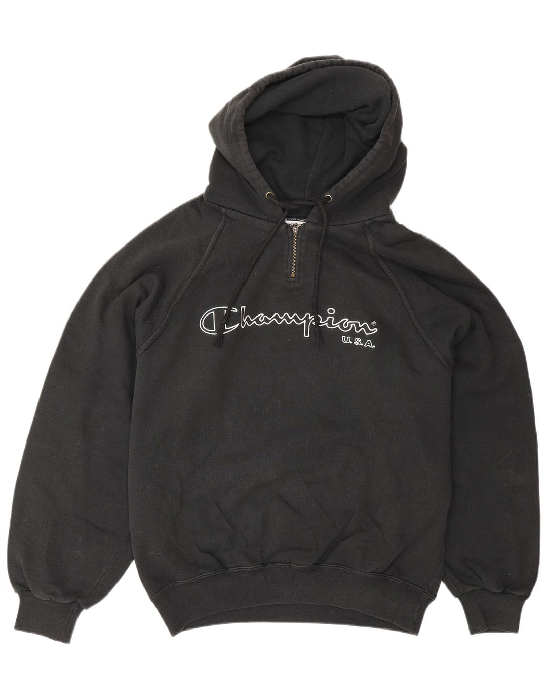 CHAMPION Ανδρική κουκούλα με φερμουάρ με φερμουάρ, μεσαίο μαύρο βαμβακερό