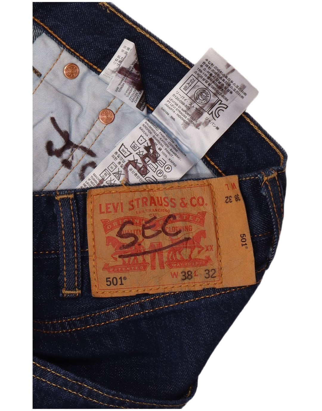 LEVI'S Ανδρικό τζιν 501 ίσιο W38 L27 Μπλε βαμβακερό