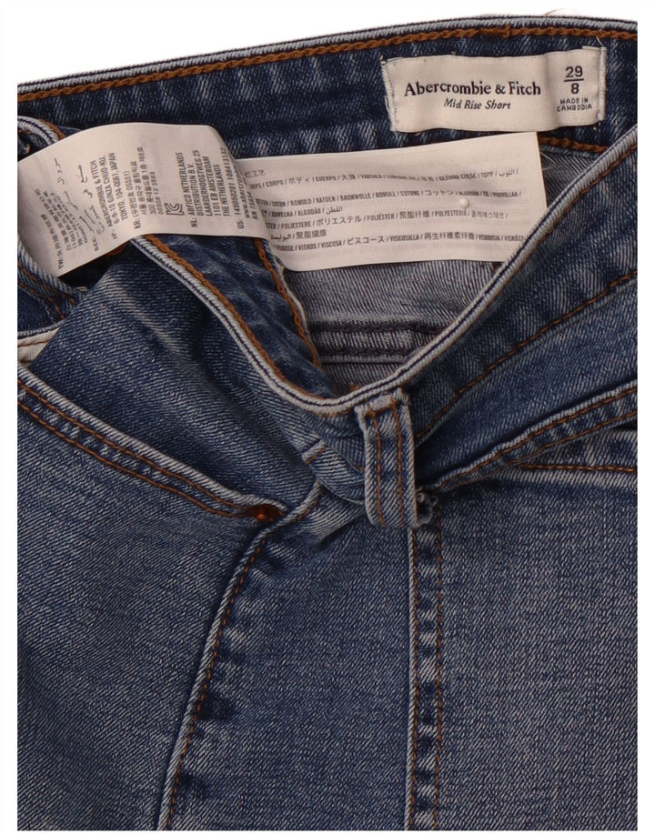 ABERCROMBIE & FITCH Γυναικείο ψηλόμεσο τζιν σορτς US 8 Medium W29 μπλε
