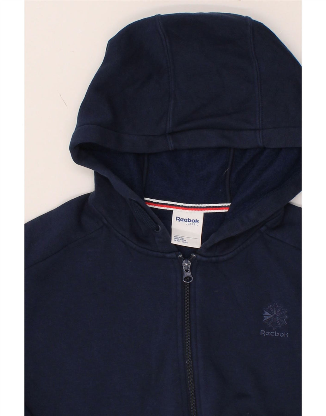 REEBOK Mens Zip Hoodie Sweater Small Navy Blue Cotton Vintage Reebok and Second-Hand Reebok from Messina Hembry 