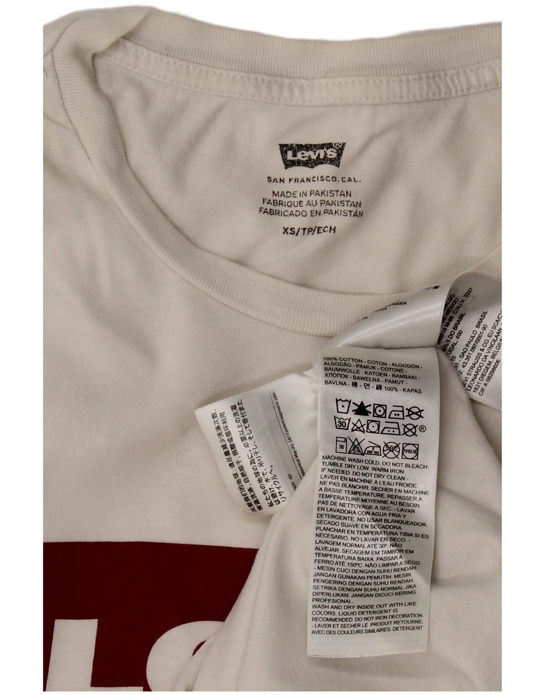 Γυναικείο γραφικό μπλουζάκι LEVI'S Top UK 6 XS Λευκό βαμβακερό