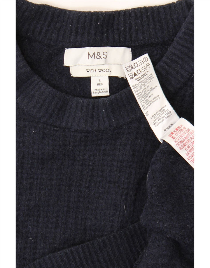 Marks & Spencer Ανδρικό πουλόβερ με λαιμόκοψη μεγάλου μπλε ακρυλικό