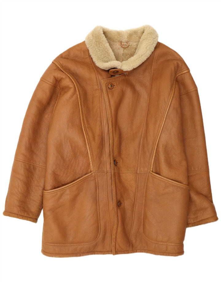 Vinci Ανδρικό Shearling Jacket UK 40 Large Brown Δερμάτινο