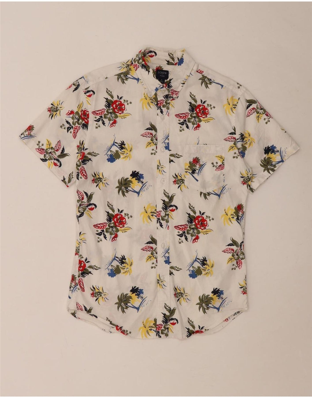 J. CREW Ανδρικό Flex κοντομάνικο πουκάμισο Μικρό λευκό φλοράλ βαμβακερό