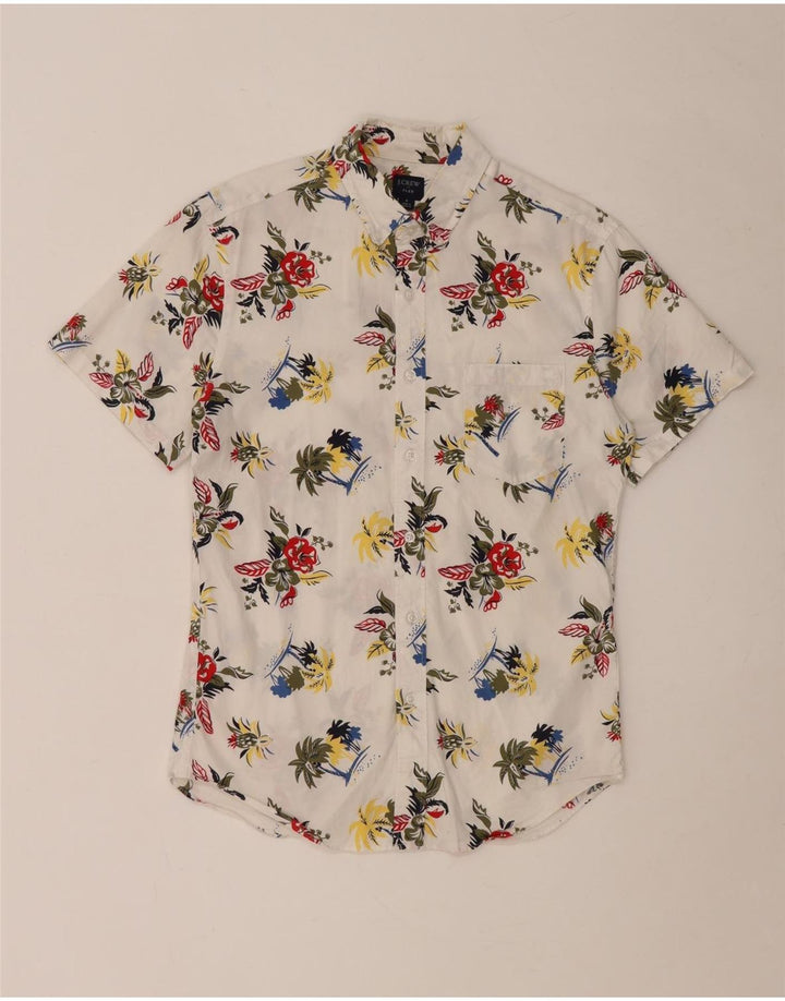 J. CREW Ανδρικό Flex κοντομάνικο πουκάμισο Μικρό λευκό φλοράλ βαμβακερό
