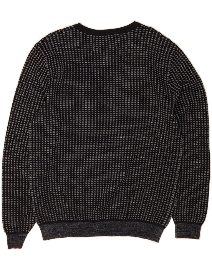 REISS Womens Crew Neck Jumper Sweater Large Black Check Cotton Vintage Reiss and Second-Hand Reiss from Messina Hembry 