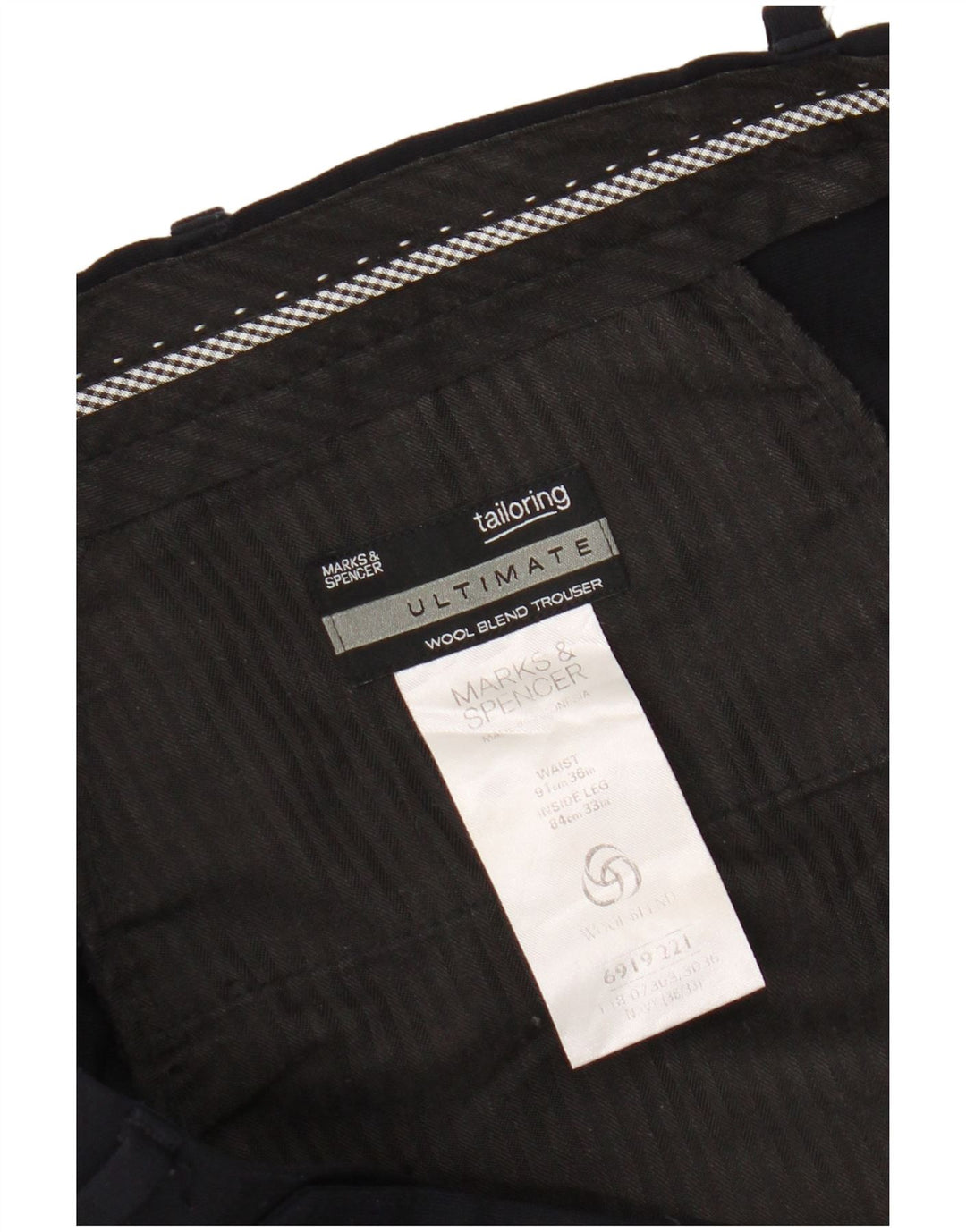 Marks & Spencer Ανδρικό παντελόνι με καρφίτσα W36 L33 Navy Blue Polyester