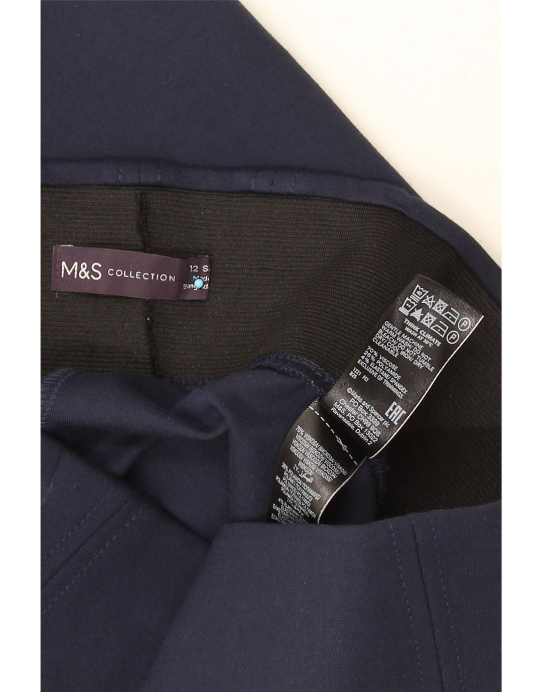 Marks & Spencer Γυναικεία κολάν Crop UK 12 Medium Navy Blue Viscose