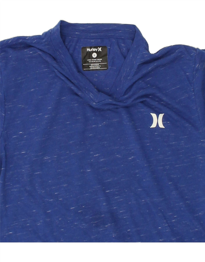 HURLEY Boys T-Shirt Top 12-13 Years Large  Blue Flecked Polyester Vintage Hurley and Second-Hand Hurley from Messina Hembry 