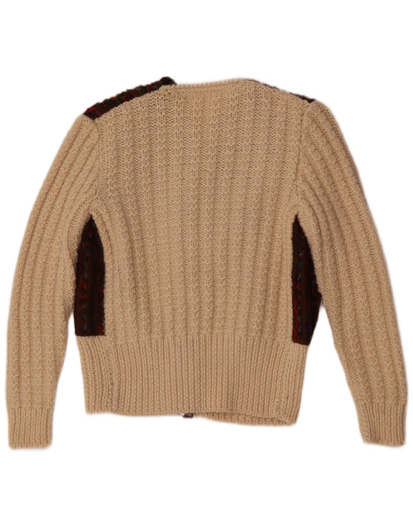 Vintage γυναικείο πουλόβερ ζακέτα UK 12 Medium Off White Colourblock